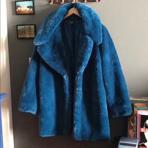 Marks and Spencer faux fur dark teal jacket
